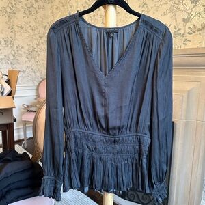 Current Air Charcoal Pleated Blouse